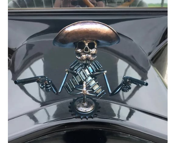 Cowboy Skull Car Sculpture