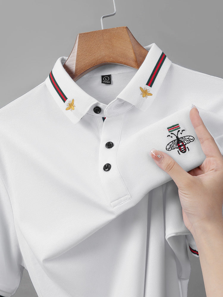 Embroidered Bee Pique Polo Shirt