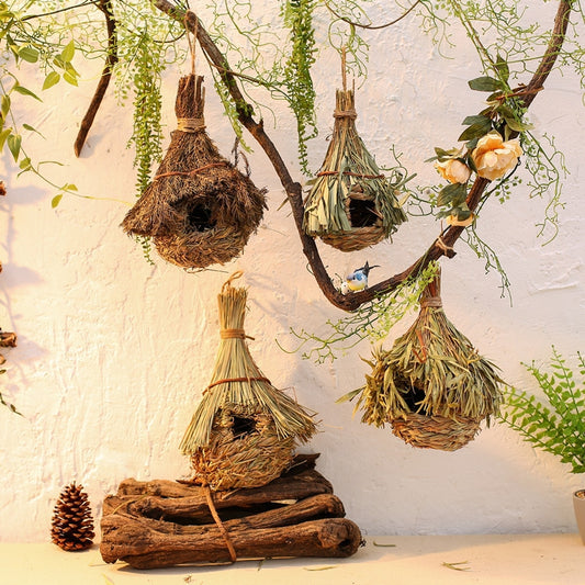Handwoven Natural Grass Bird House