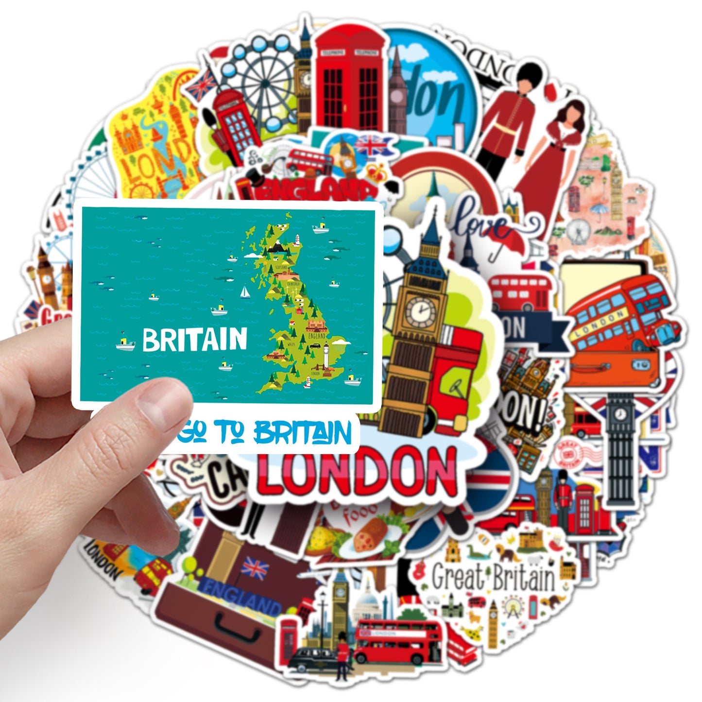 UK Themed Souvenir Waterproof Sticker Pack