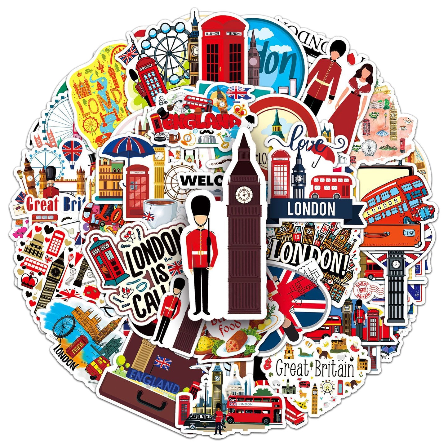 UK Themed Souvenir Waterproof Sticker Pack