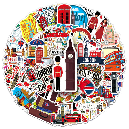 UK Themed Souvenir Waterproof Sticker Pack
