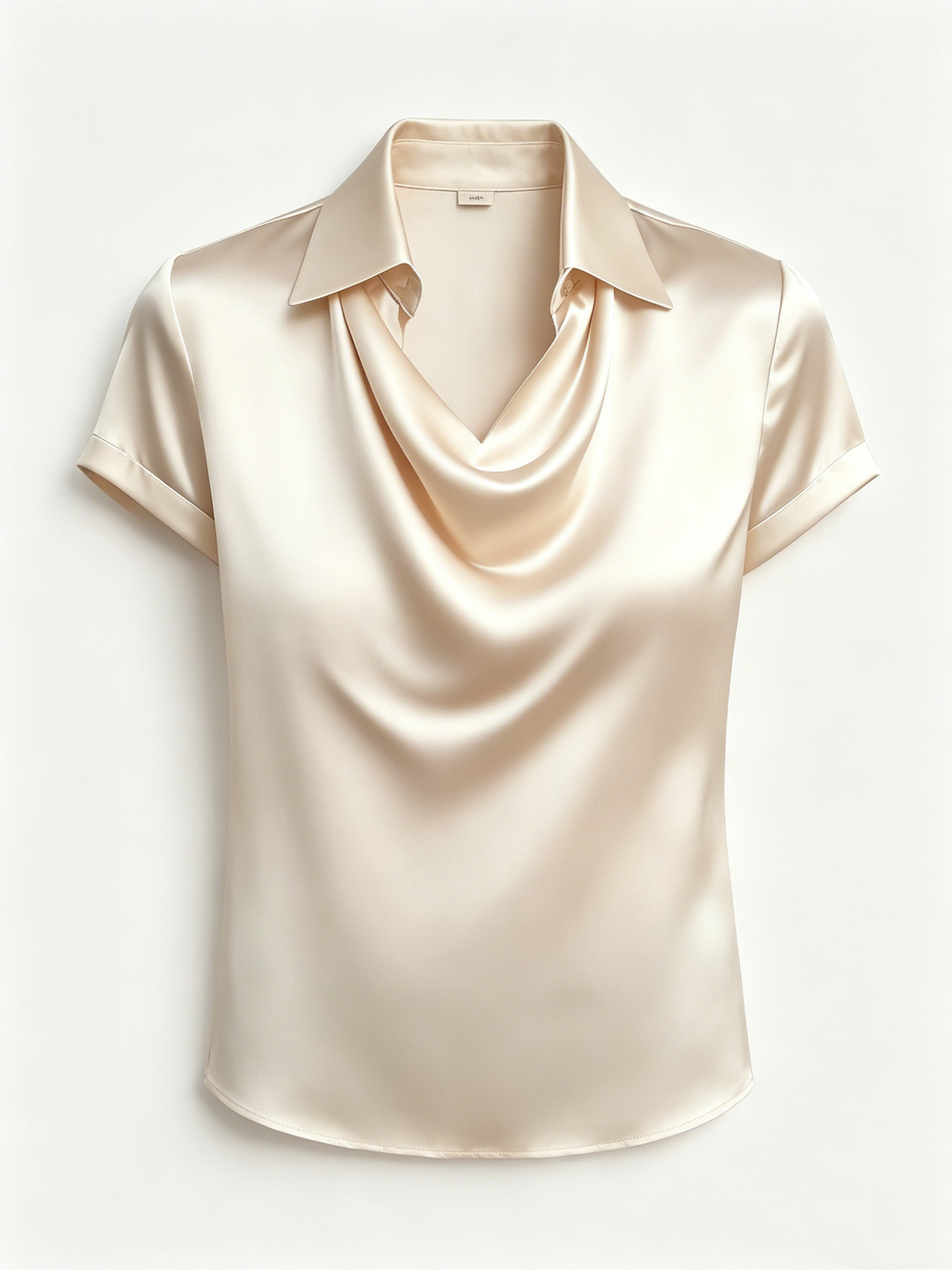 Long-sleeved satin collared top shirt