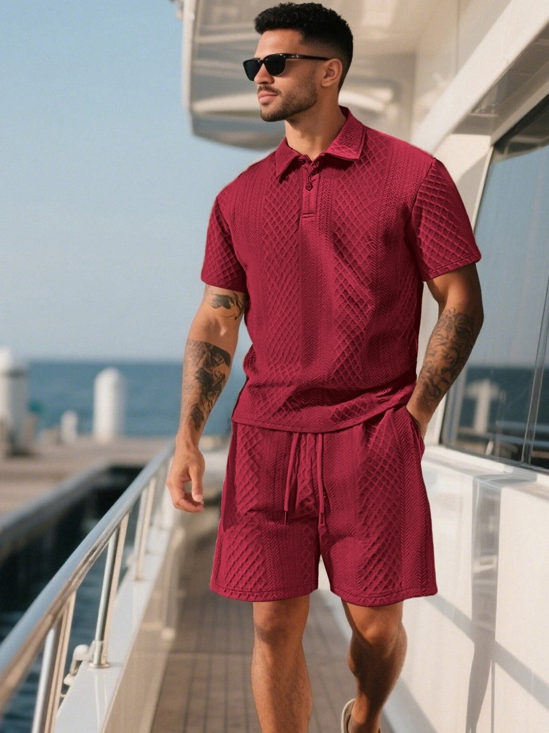 Men’s Waffle Textured 2 Piece Outfit