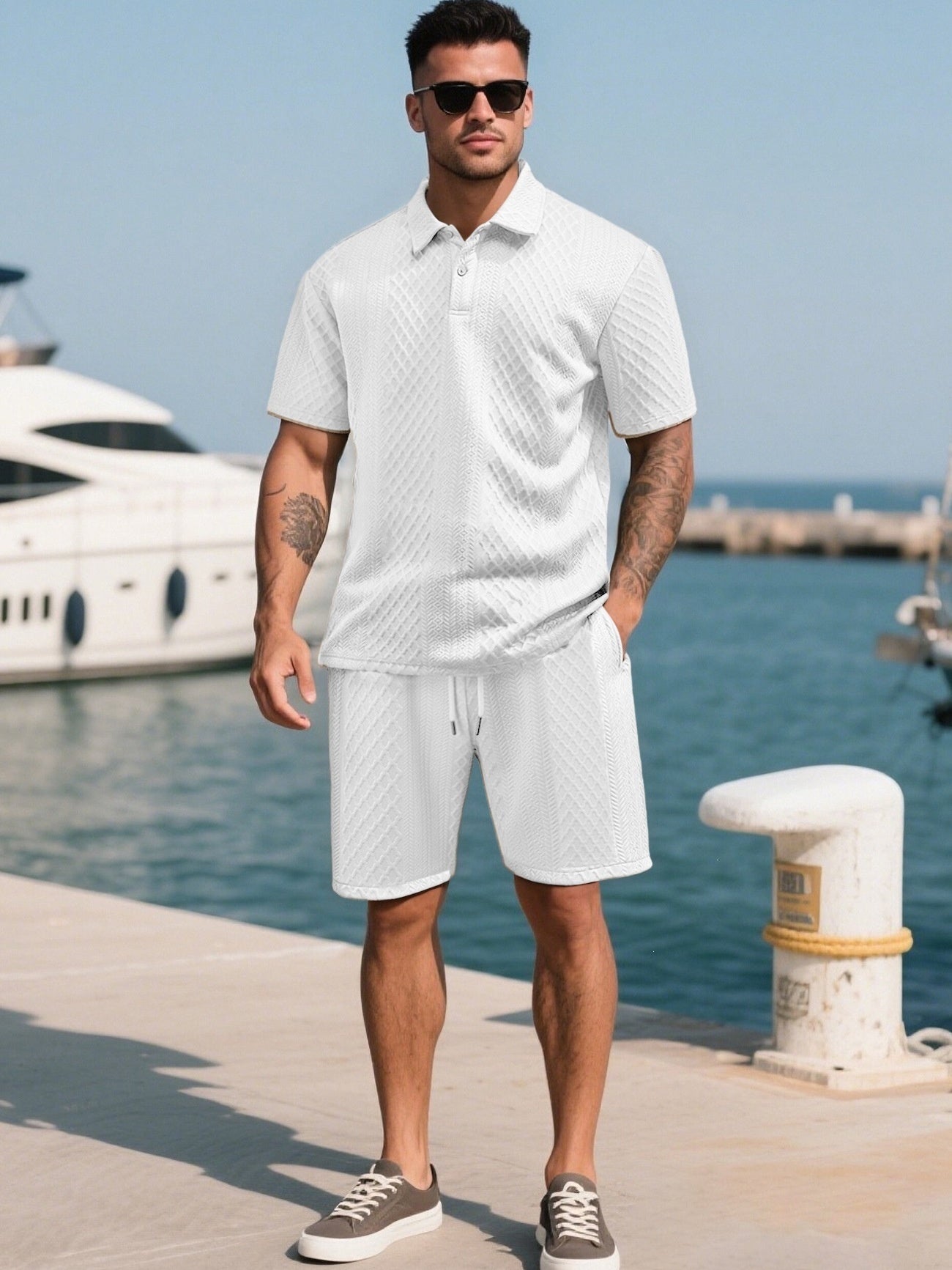 Men’s Waffle Textured 2 Piece Outfit