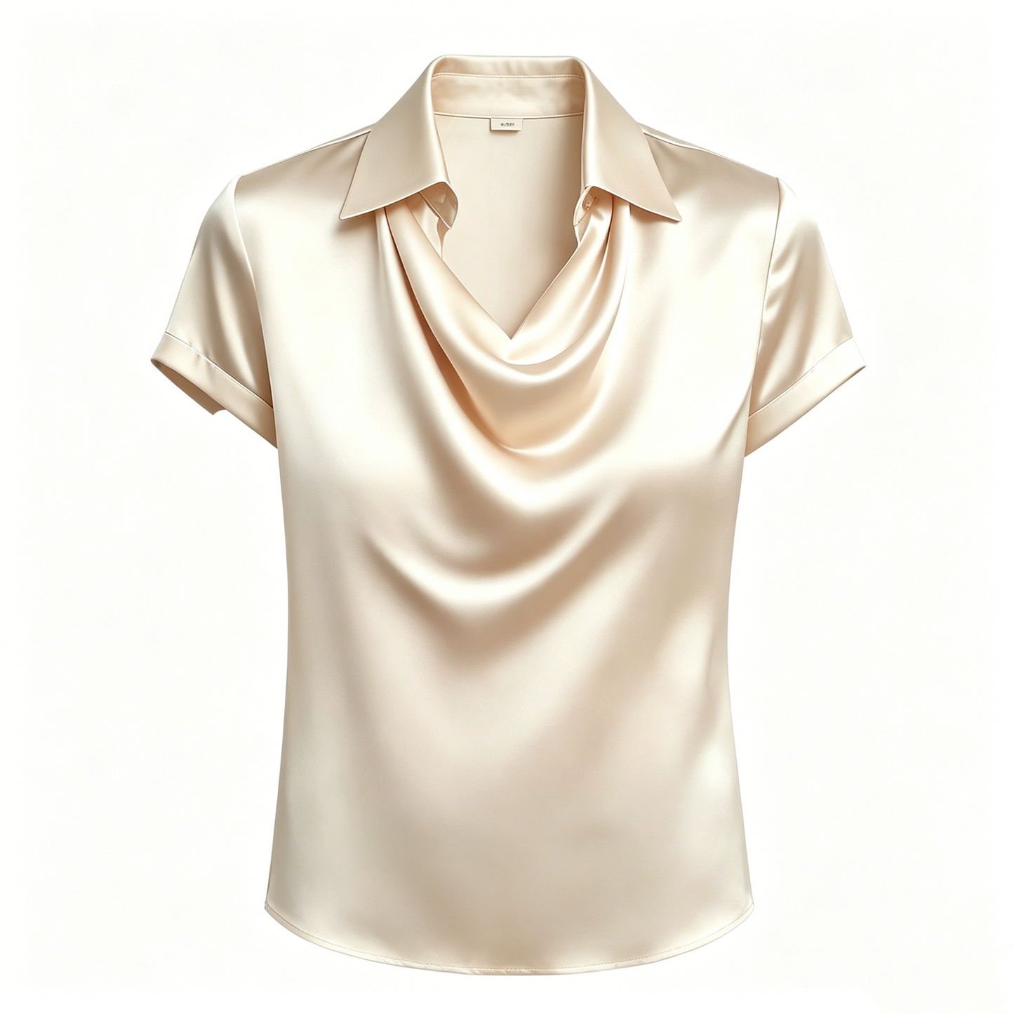 Long-sleeved satin collared top shirt