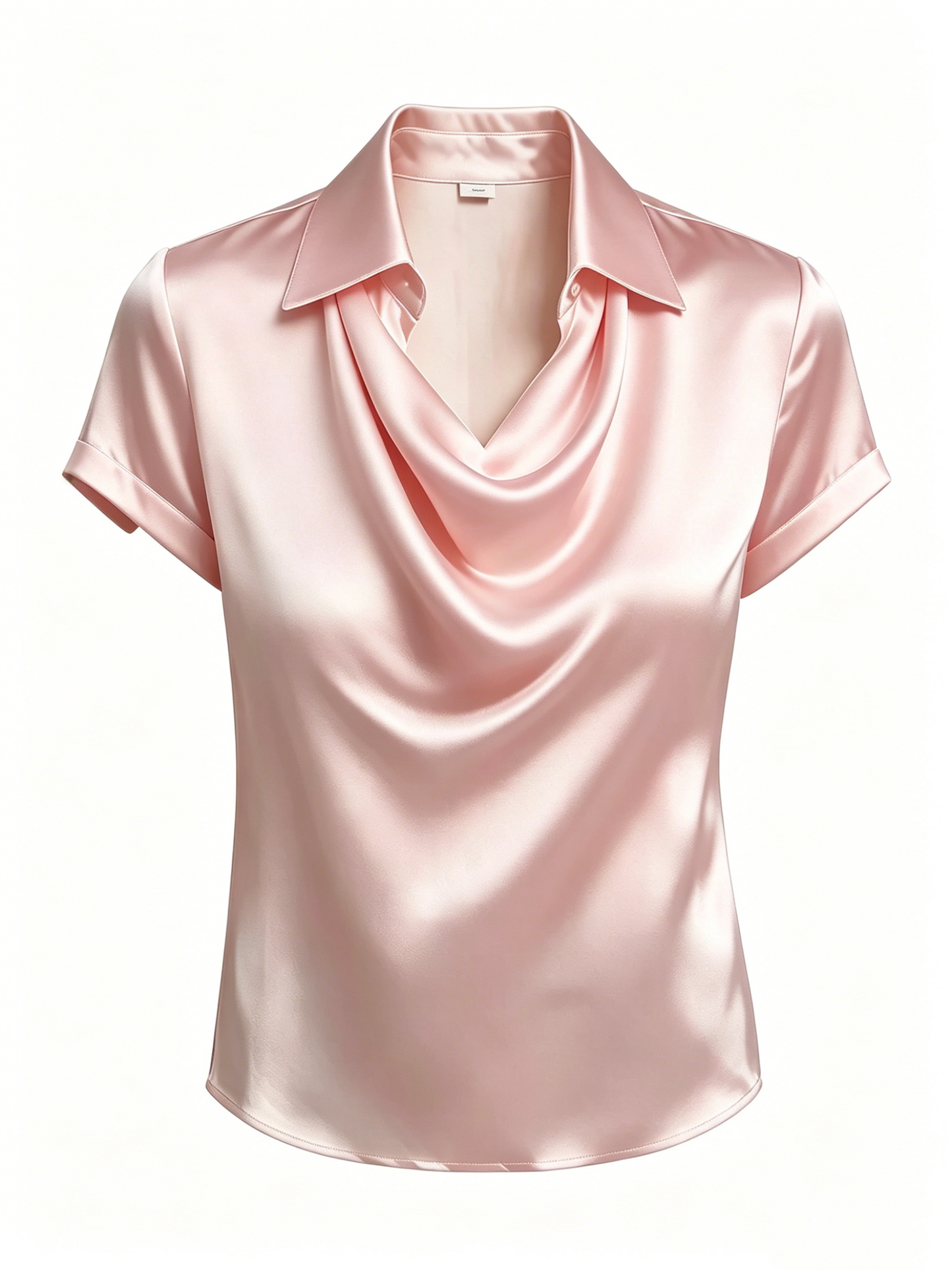 Long-sleeved satin collared top shirt