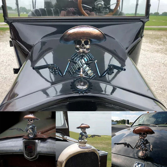 Cowboy Skull Car Sculpture