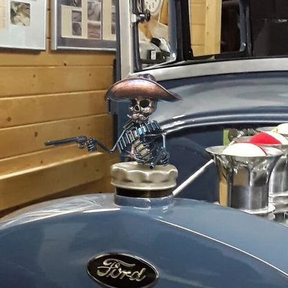 Cowboy Skull Car Sculpture
