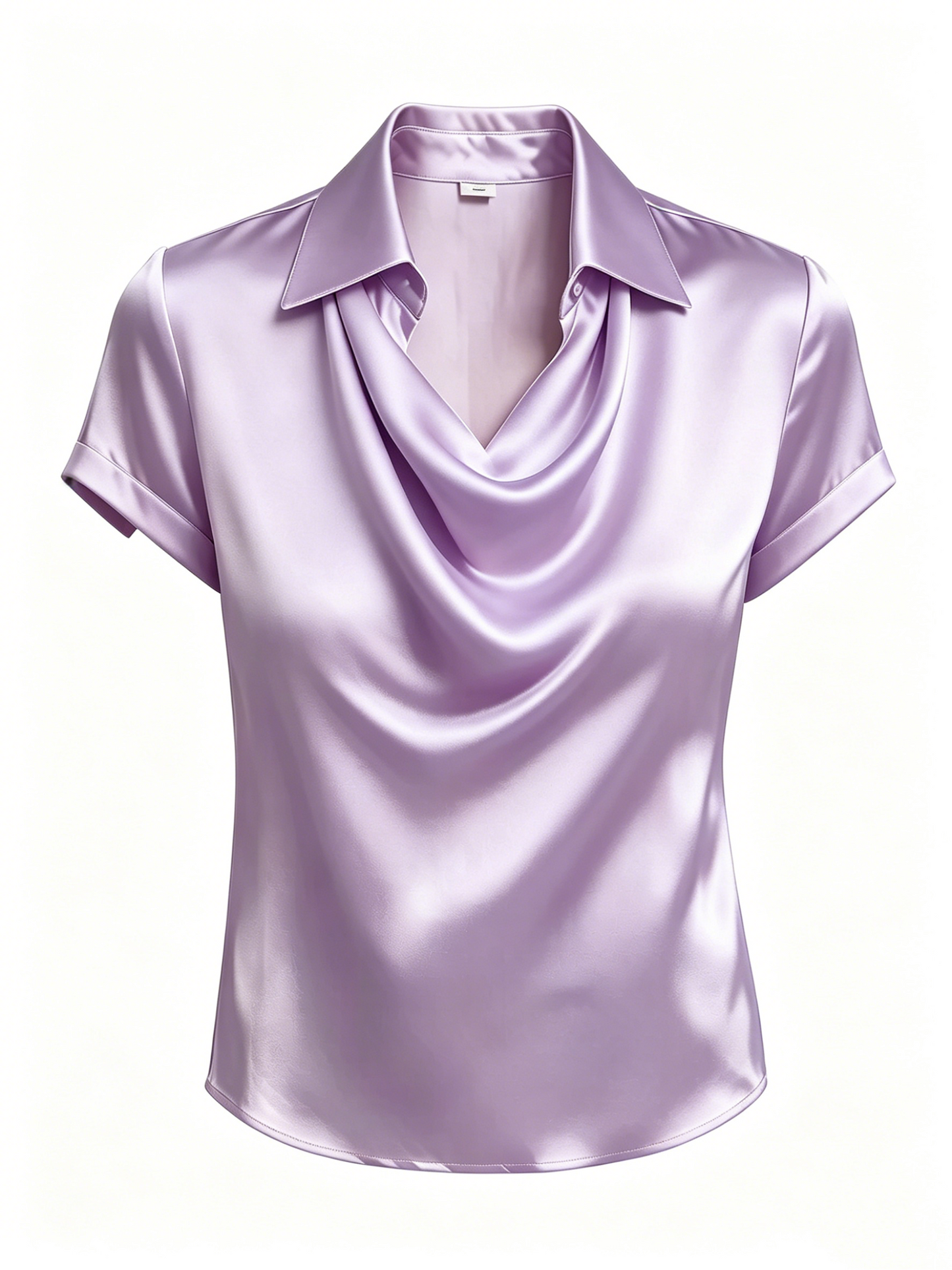 Long-sleeved satin collared top shirt