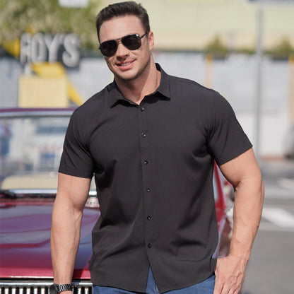 Men's Plus-Size Stretch Non-Iron Short-Sleeve Shirt