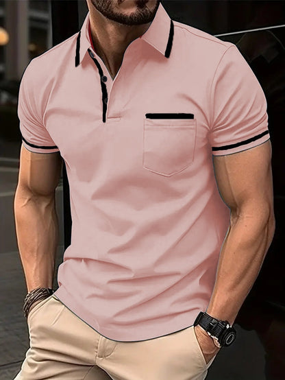 Men’s Contrast Trim Short Sleeve Polo Shirt