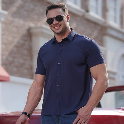Men's Plus-Size Stretch Non-Iron Short-Sleeve Shirt