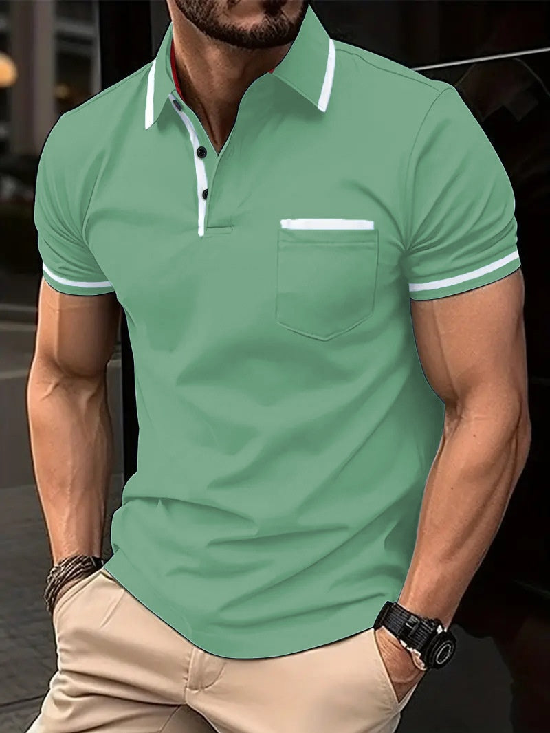 Men’s Contrast Trim Short Sleeve Polo Shirt