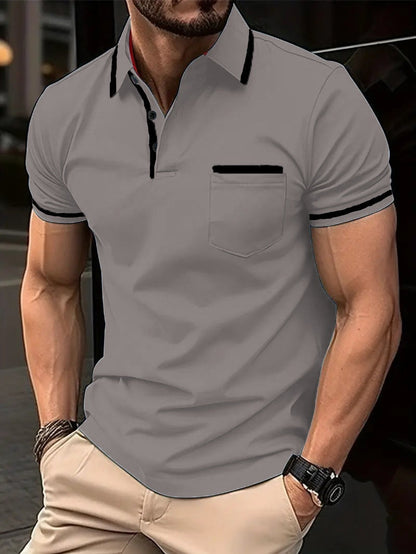 Men’s Contrast Trim Short Sleeve Polo Shirt