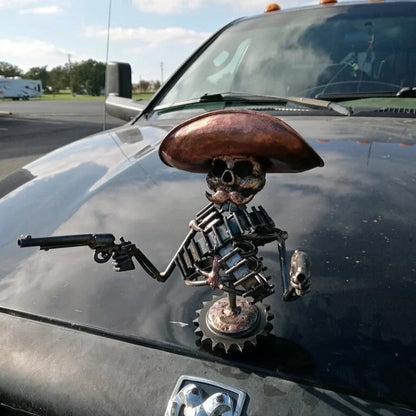 Cowboy Skull Car Sculpture