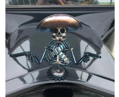 Cowboy Skull Car Sculpture